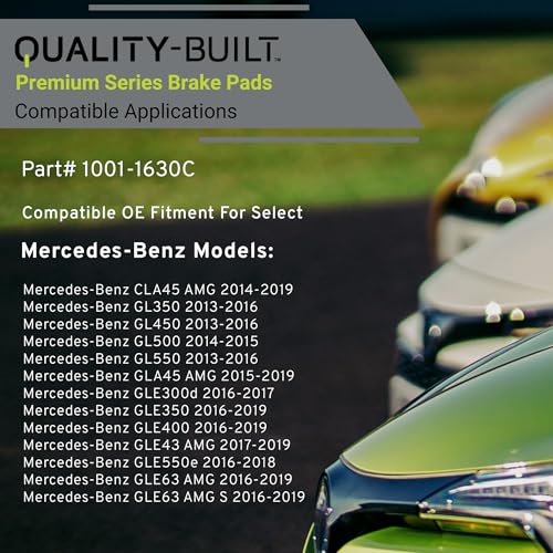 Image of QUALITY-BUILT Rear Ceramic Brake Pads, Premium 1001-1630C, Compatible with 2012-2020 Mercedes-Benz (CLA45 AMG,GL350,GL450,GL500,GL550,GLA45 AMG,GLE300d,GLE350,GLE400,GLE43 AMG,GLE550e,GLE63 AMG,GLE63)