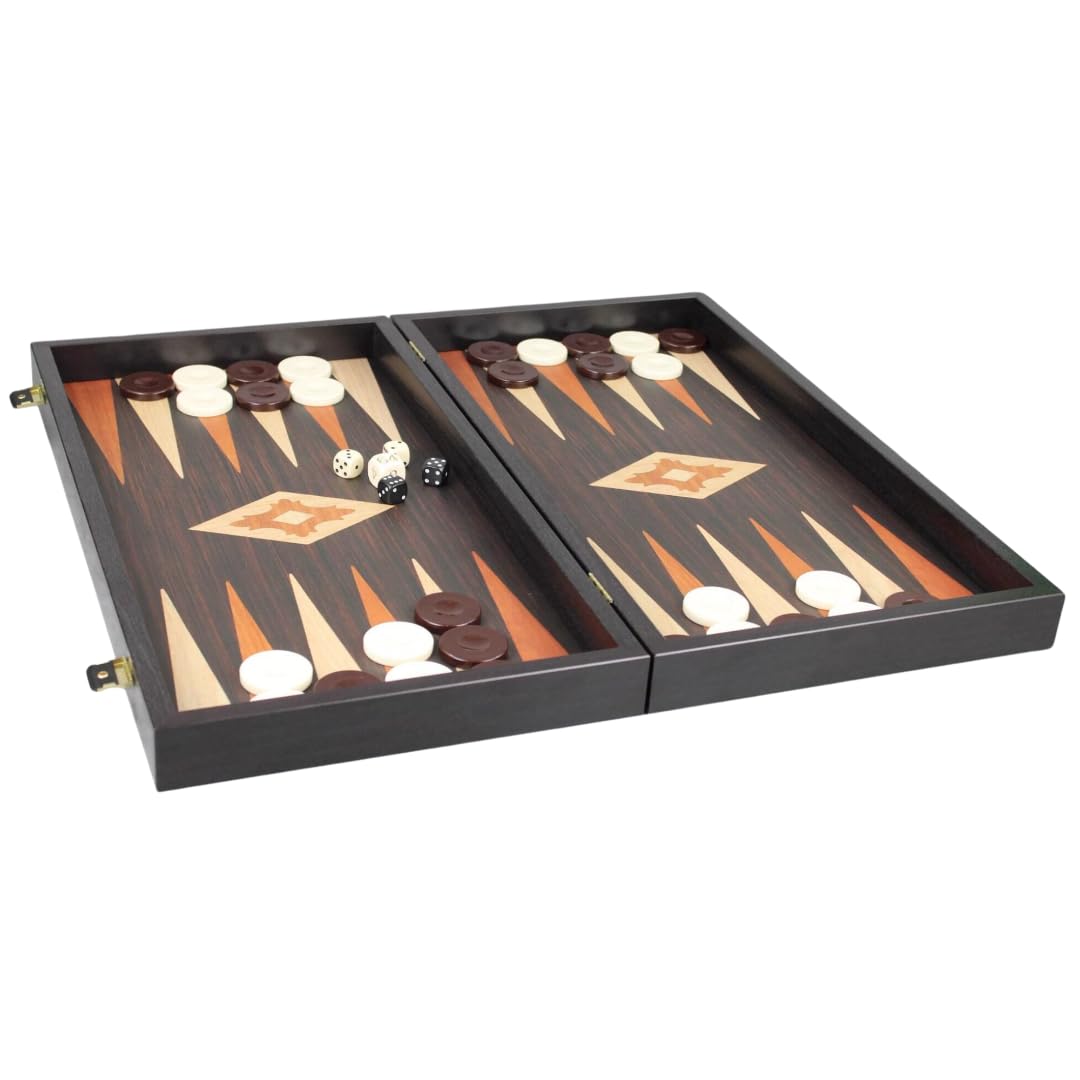 Set da backgammon Manopoulos in rovere wengé, 50,8 cm