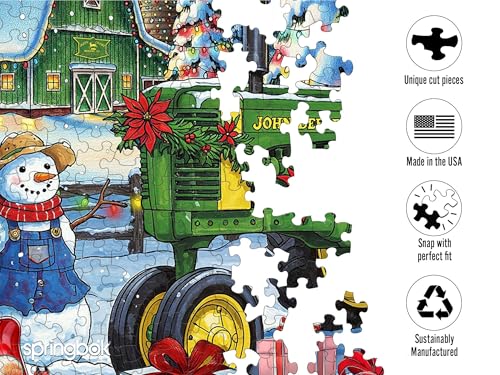 Rompecabezas Springbok John Deere Festive Farm Surprise 500 piezas | Rompecabezas de granja navideña con piezas de corte único, hecho en EE.UU., materiales ecoamigables, póster incluido miniatura 3