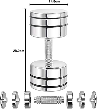 Northdeer Dumbbells Set, Adjustable Ultracompact Chrome Weights Home | Adjustable 2.5kg 5kg 7.5kg 10kg 15kg 25kg Chrome Dumbbell with Foam Handles Home Gym Workout