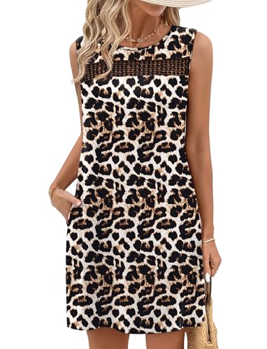 Image of WIHOLL Summer Dresses for Women 2026 Beach Vacation Spring Fashion Clothing Lace Mini Tank Dress with Pockets