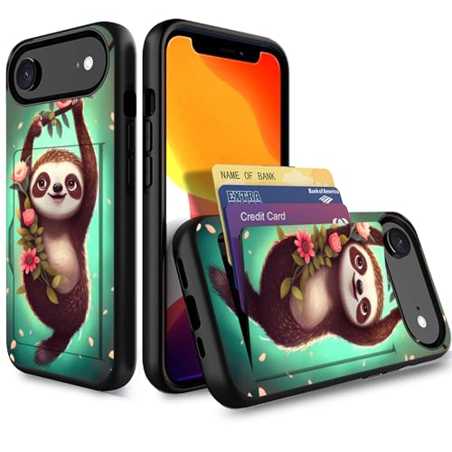 Étui pour iPhone Air contre les chutes avec compartiment carte discret et motif paresseux