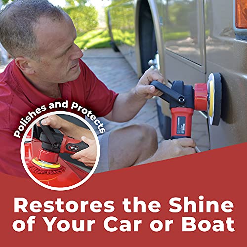 Shurhold 3101 Dual Action Random Orbital Car Boat Buffer Polisher Starter Kit With 16Oz Pro Polish Wax & Sealant, 6.5” Foam Pad, Microfiber Towel, And Carrying Bag , Red #TOP2