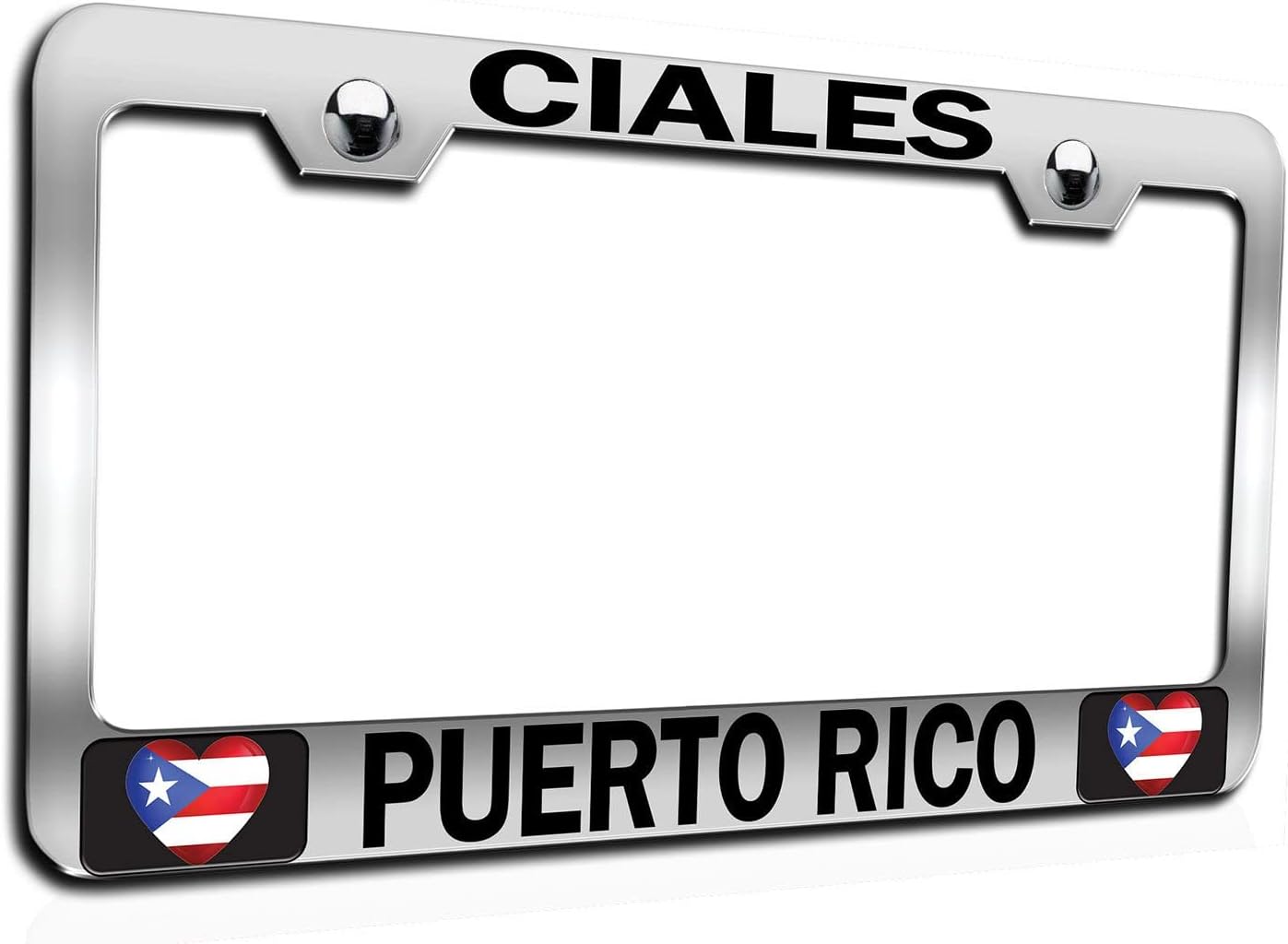 Makoroni - Ciales Puerto RICO Puerto Rico Rican Chrome Metal License Plate Frame Tag Holder, #f41