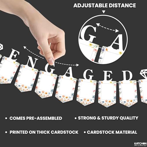 Image of KatchOn, Large Engaged Banner for Pictures - 10 Feet, No DIY | Engagement Photo Banner for Engagement Party Decorations | Just Engaged Decorations, Picture Frames for Anniversary Decor, Wedding Decor