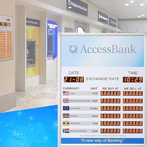 Image of LED Exchange Rate Display Clock, Led Timezone Exchange Rate Display Screen, Exchange Rates for 6 Countries /Regions