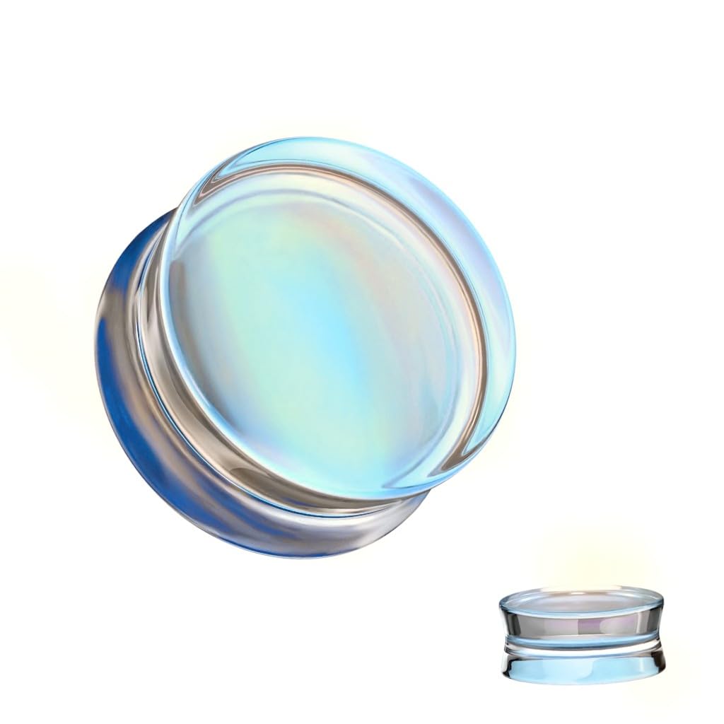 So Scene Aurora Borealis Double Saddle Glass Ear Gauges