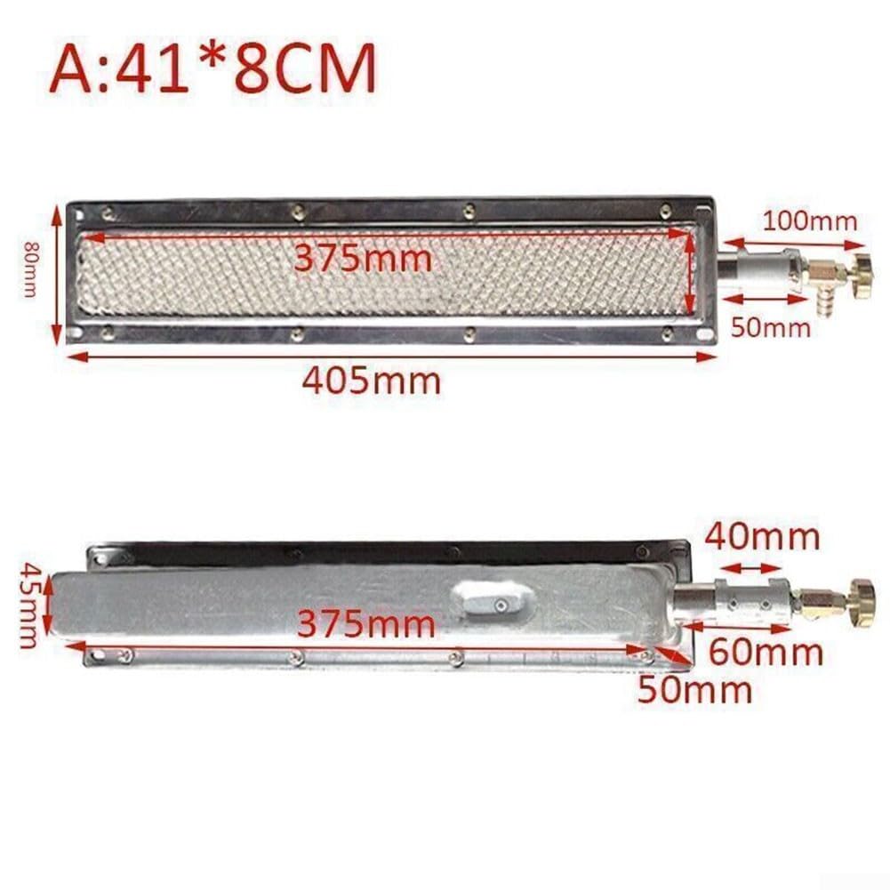 Barbecue à gaz combustible, brûleur infrarouge pour barbecue, brûleur à gaz en céramique métallique, brûleur à gaz infrarouge en céramique, pour fours extérieurs grillant et déshydratant (41 x 8 cm)