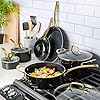 Martha Stewart Lockton 14 Piece Premium Non-Stick Heavy-Gauge Aluminum Cookware Combo Set (Pots, Pans, and Tools) - Black w/Gold Handles #2
