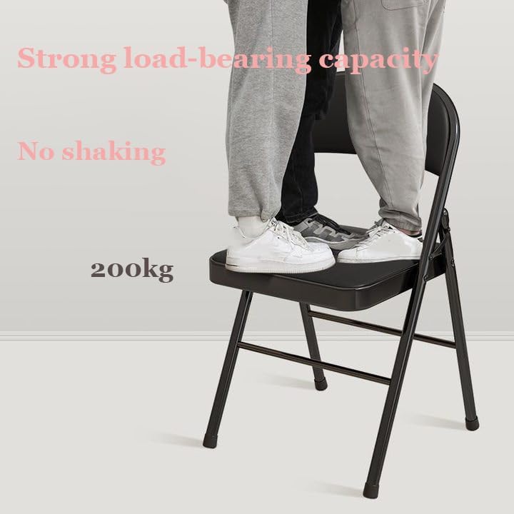 Miniatura 6 de Sillas plegables con asientos acolchados, asiento comercial apilable portátil, taburete plegable con cojín grueso, silla plegable acolchada para