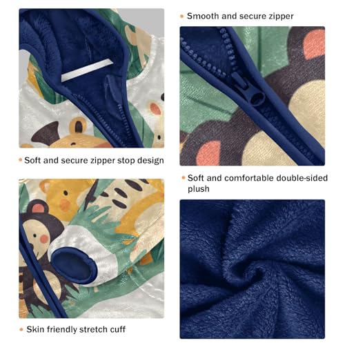 Cute Wild Animals Girls Fleece Jacket Girls Fall Jacket Girls Zip Up Hoodie Girls Sherpa Jacket 2-10T3