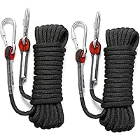 SENENQU 2PCS 10M Kletterseil mit Karabiner, 10mm Kletterseil Außenbereich Sicherheit mit 2pcs M10 Karabinerhaken, Evakuierungsseil Rettungsseil, Maximale Belastung - 12KN/1200KG