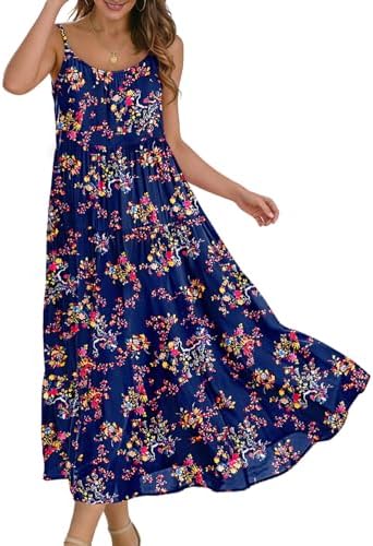 YESNO Summer Bohemian Floral Dresses for Women Spaghetti Straps M...