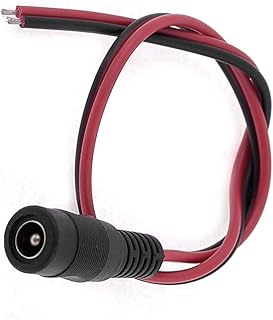 Aexit 30cm CCTV Batteries, Chargers & Accessories Security Video DC Power Cable Black 5.5mm x Power Converters 2.1mm Female