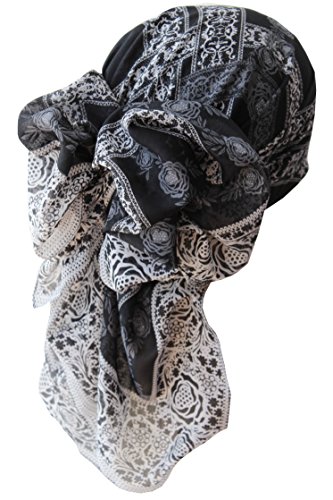 Deresina Headwear Frauenalltags Weiche Quadratisch Kopftucher - (Black Grey Cream) Cover