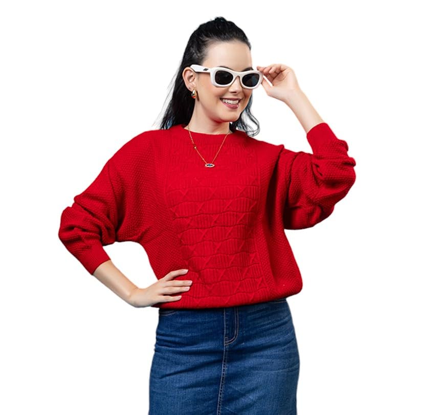 Women Pure Wool Pullover Sweater Regular Fit for Winter Wear | Full Sleeve | Stylish Cable Design Sweater Crafted with Modern Clothing for Winter Season