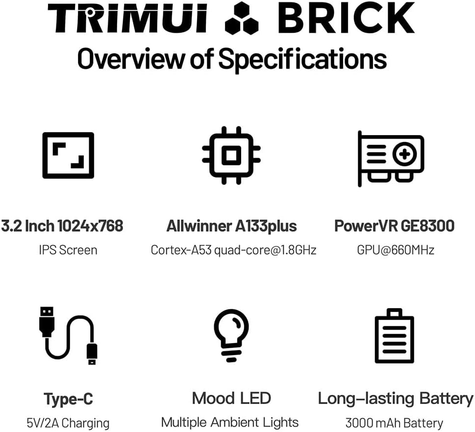 TRIMUI Brick with LITNXT CrossMixOS Handheld Game Console, 3.2 inch IPS Retro Gaming Console Portable Retro Video Game Player with Storage Case, Birthday Xmas Gift for Adults