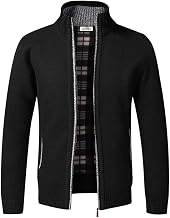 Men Knitted Cardigan Thick Full Zip Turtleneck Sweater Warm Fleece Lined Winter Sweater