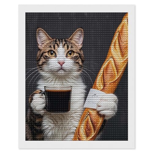 Kit diamant de peinture chat pain idée cadeau anniversaire original pour débutant