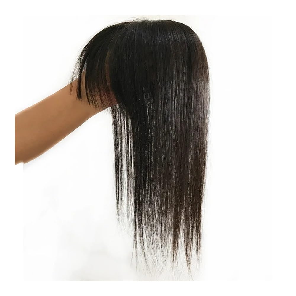 Clip for topper in pizzo svizzero nero for donne in posticci di capelli umani vergini(8 inches,9x14cm)