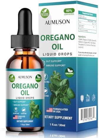 Oregano Oil Liquid Drops with Carvacrol,Vitamin E - 6 Month Supply Oil of Oregano Drops Tincture Extract, Cleanse, Detox, Immune Support, Digestive Gut Health - Pure Vegan Herbal Oregano Oil 1oz