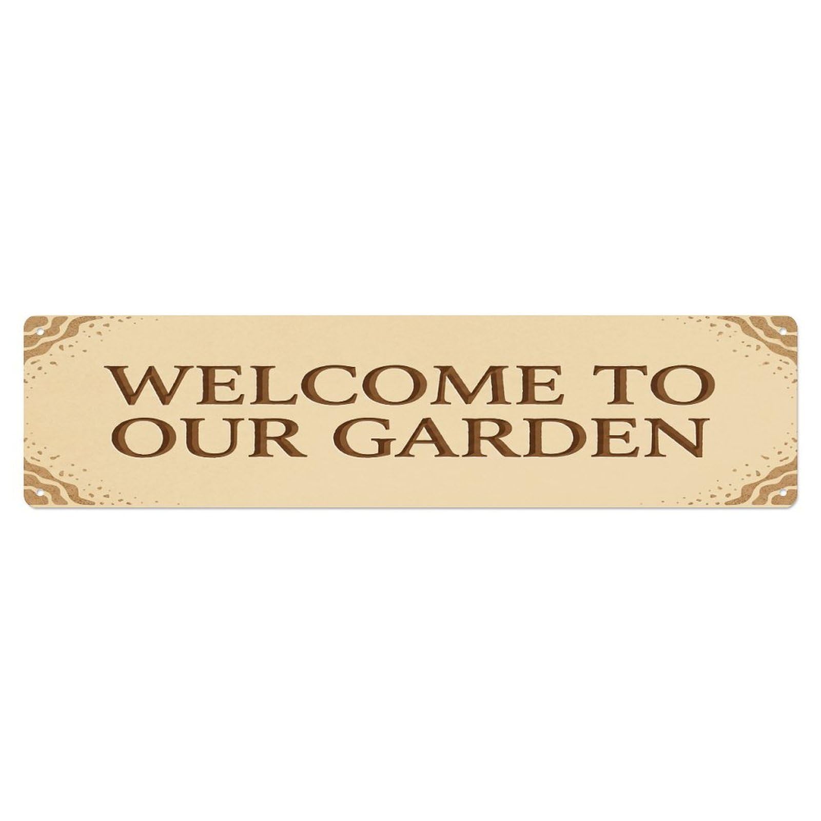 Vintage Welcome to Our Garden Sandstone Metal Tin Sign