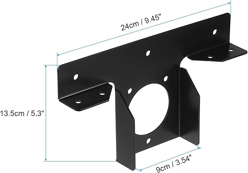 Miniatura 2 de uxcell 2 soportes de esquina, soportes en T de 3 vías para 4 x 4 pulgadas (real3.5 pulgadas) para kit de accesorios de patio, color negro