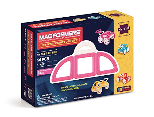 Magformers 63147 My First Buggy Car Set, Pink (14-Pieces)