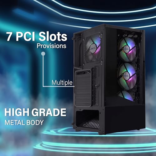 GEONIX Tempered_Glass X20 ATX Gaming Cabinet/Computer Case with 4 RGB Fans, 2 USB 2.0 Slots, USB 3.0 Slot, Ssd Slot, 7 Expansion Pci Sockets (Black) - Image 3