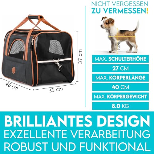 HUND IST KÖNIG Hundetasche & Katzentasche bis 8kg - Hochwertige Hundetragetasche - Transporttasche für Katzen - Faltbare Mobile Tragebox für Hunde & Katzen