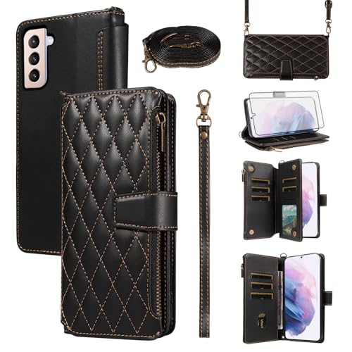 Étui portefeuille Asuwish Samsung S21 Plus fermeture éclair anti-chute et rayure