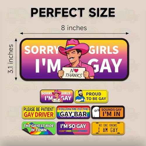 Image of Funny Bumper Stickers Gay Pride Magnets Car Prank Stickers Magnetic LGBTQ Car Stickers for Vehicles and Trucks or Fridge Magnet