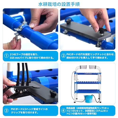 LAPOND 植物育成ライト led 水耕栽培ランプ 室内栽培 30W 3ヘッドライト の商品画像 7