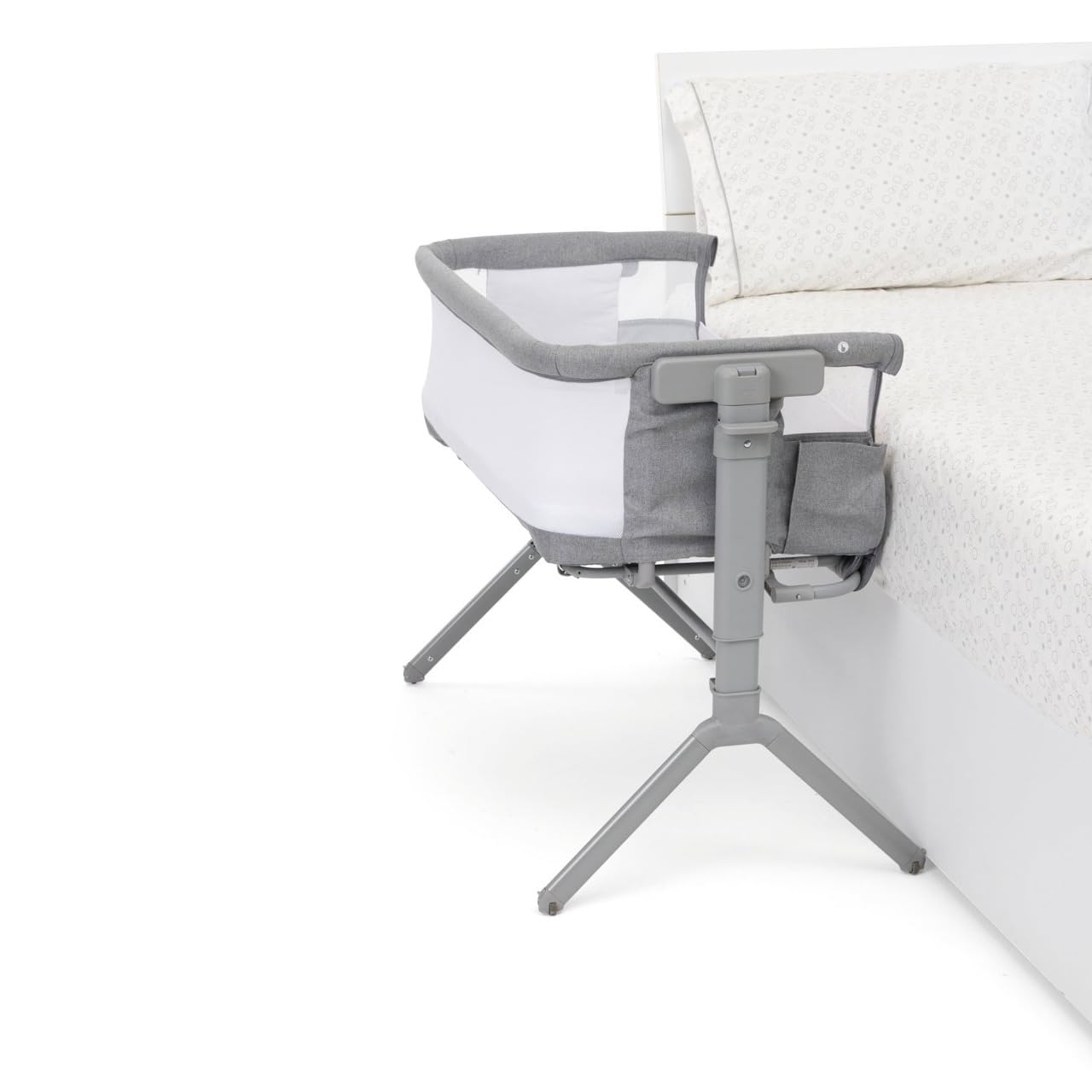 Chicco Next2Me Armonia, Culla Neonato Fianco Letto, Spondina Apribile, 11 Livelli di Altezza, Altezza Regolabile da 66 fino a 83 cm, 4 Ruote, Ottima Circolazione dell’Aria, Grigio