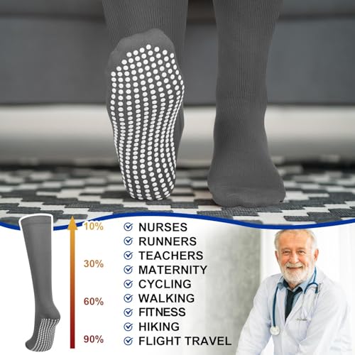 4 Pairs Non Slip Compression Socks 20-30 Mmhg Compression Socks with Grips Support for Women Men Pregnant Elderly2