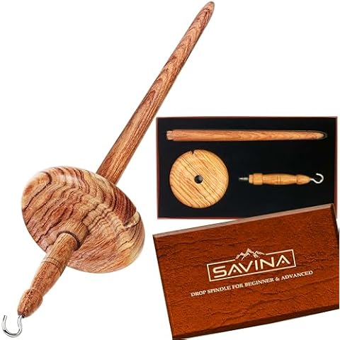 Savina Wooden Hardwood Drop Spindle Top Whorl Yarn Spinner Wheel for Beginners & Advanced,Hand Spinning, Spin Roving into Yarn - Ideal for Yarn Making and Sewing Projects Cover