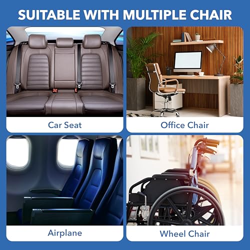 Image of WELLGIVER Memory Foam Car Seat Cushion for Driving - Orthopedic Seat Cushion for Car & Office Chair, Tailbone & Sciatica Pain Relief, Ergonomic Coccyx Support Pillow with Breathable Cover