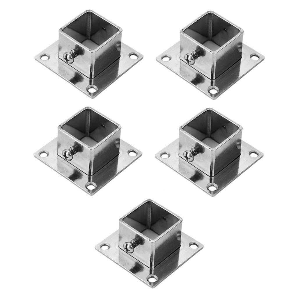 ATORSE® 5Pcs Square Post Flange Heavy Duty Support Floor Post Flange Fence Post Base Inner Dia 30mm