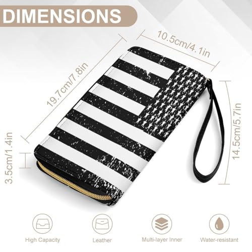 Black American Flag Wallet Wristlet Zipper Purse with Hand Strap Travel Credit Card Holder for Adult Daily Use Gifts2