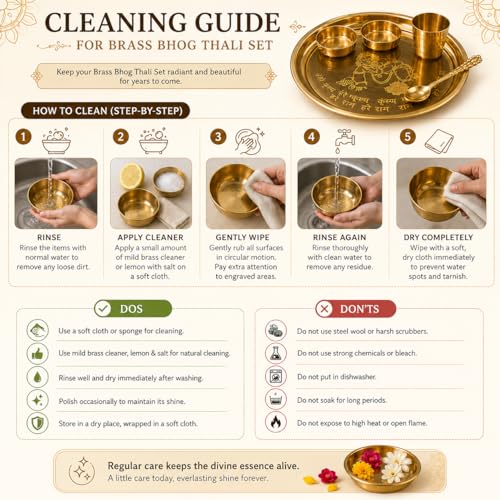 Image of Traditional Brass Puja Thali Set for Mandir & Festivals | Brass Aarti Thali Plate for Bhog, Diya & Pooja Rituals | Ideal for Diwali Navratri Karwa Chauth Home Temple Decor (Set of 5)