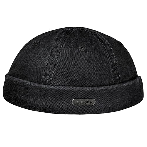 WEROR WEROR-441.1 Casquette docker pour homme - Casquette de docker - Bonnet de pêcheur en coton, Noir , taille unique