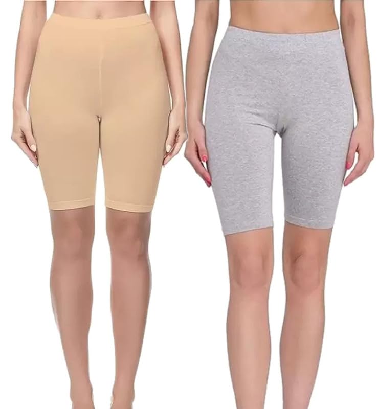Cotton Boyshorts Cycling Shorts | Streachy Shorties Underskirt Safety Biker Shorts | Under Dresses for Women & Girls Underwear Panties | Regular and Plus Sizes Combo Pack - (Pack of 2)-image-34
