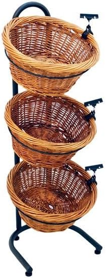 Mobile Merchandisers Black Tube Frame Three Tier Round Display Basket