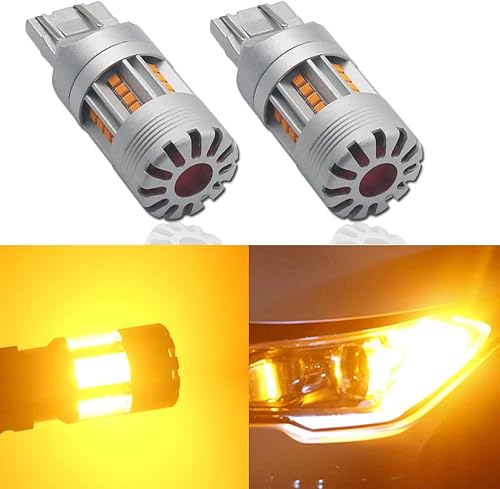 Eluseastar T20 7443 WY21W 7440 LED Bulbs Amber Turn Signal Lights Switchback Can