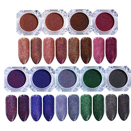 1 Box Starry Holographic Nagel Glitter Puder Holo Staub Maniküre-Nagel-Kunst-funkeln-Puder Für Salon Startseite Nail Art… – Bild 3