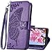 Designed for Moto G Power 2022 Case Wallet,Women Flip Cover with Butterfly Embossed PU Leather Kickstand Credit Card Holder Slots Magnetic Wrist Strap Purse for Motorola Moto G Power (Purple)