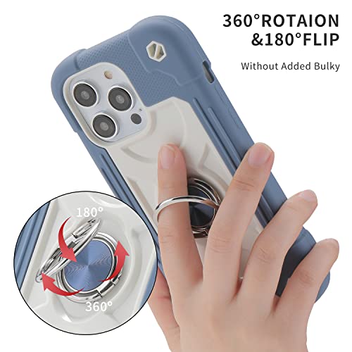 Image of MARKILL Compatible with iPhone 14 Pro Max Case 6.7 Inch with Ring Stand, [Soft Silicone and Hard Plastic ] Heavy-Duty Military Grade Shockproof Case Phone Cover For iPhone 14 Pro Max. Blue