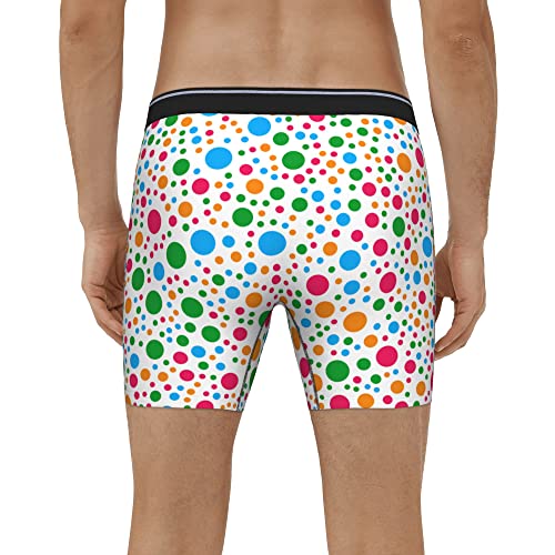 Uttitr Boxer Briefs For Men Boys Polka Dots Colorful Circles Boxer Shorts Athletic Fit Pouch Support Long Leg Boxer Trunk Male Sports Underwear With Soft Wide Waistband Medium #TOP3