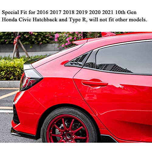 Rifoda for Civic Window Louvers Air Vent Scoop Shades Cover Blinds for Honda Civic 10th Gen Hatchback and Type R 2016 2017 2018 2019 2020 2021 ABS Material(Bright Black Red)