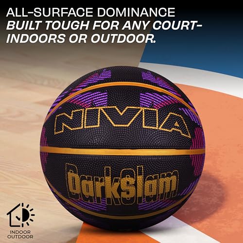 Image of Nivia Dark Slam Basketball, for Men & Women, Durable Molded Rubber Ball with Pebbled Grip, Butyl Bladder, for Indoor & Outdoor Play (Size 7, Multicolor)